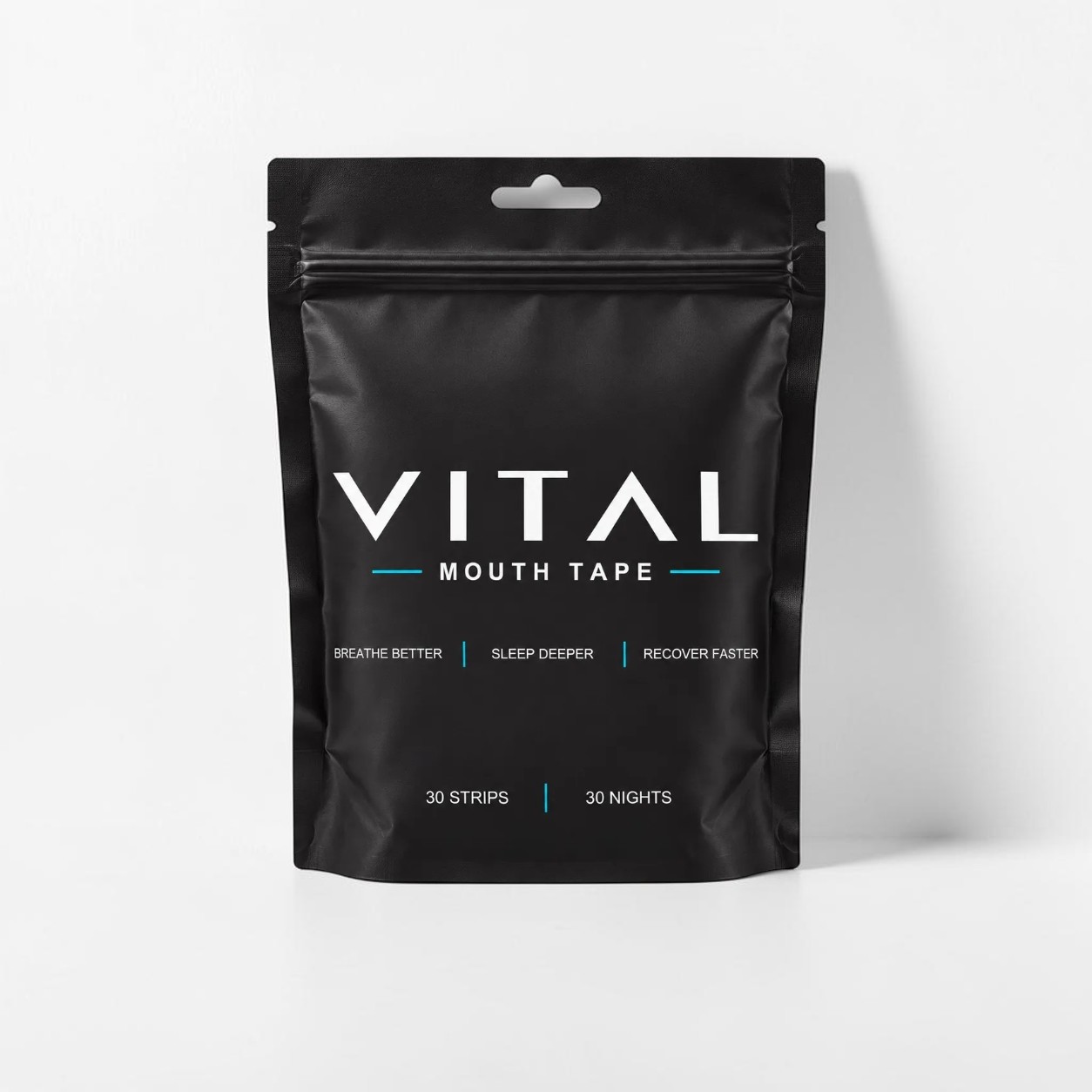 VITAL black Mouth Tape pouch — front