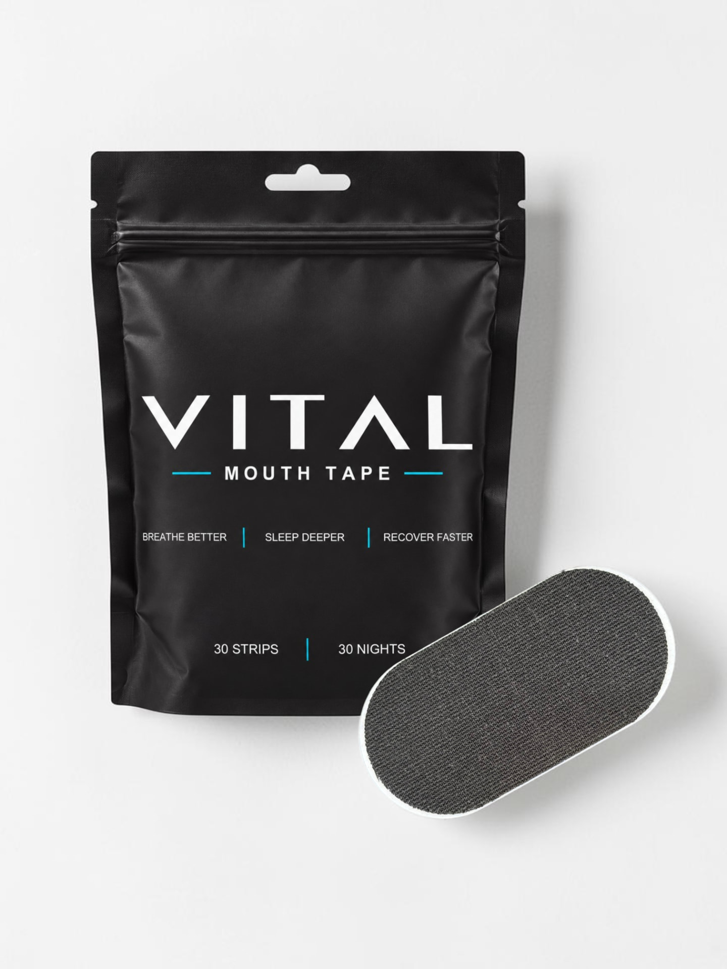 VITAL black pouch with a mouth tape strip